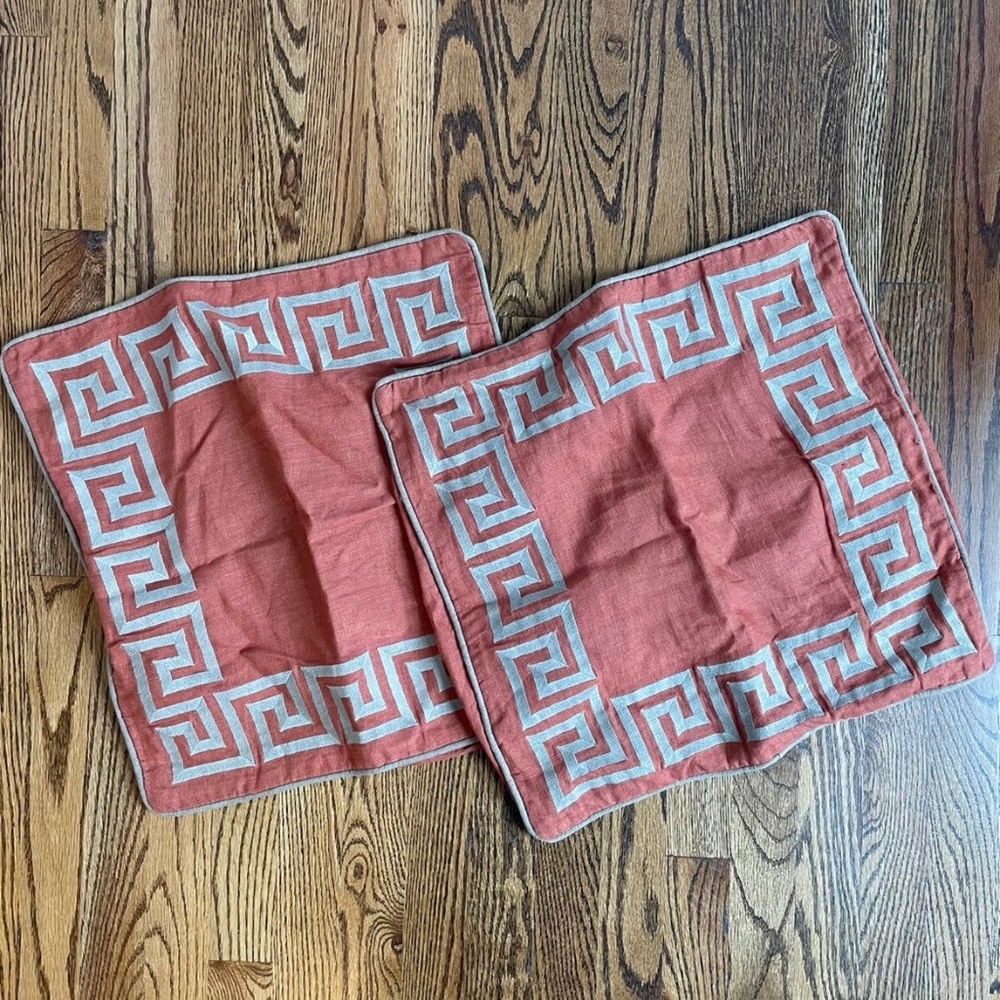 SET OF 2 Surya Greek Key Pillow Covers